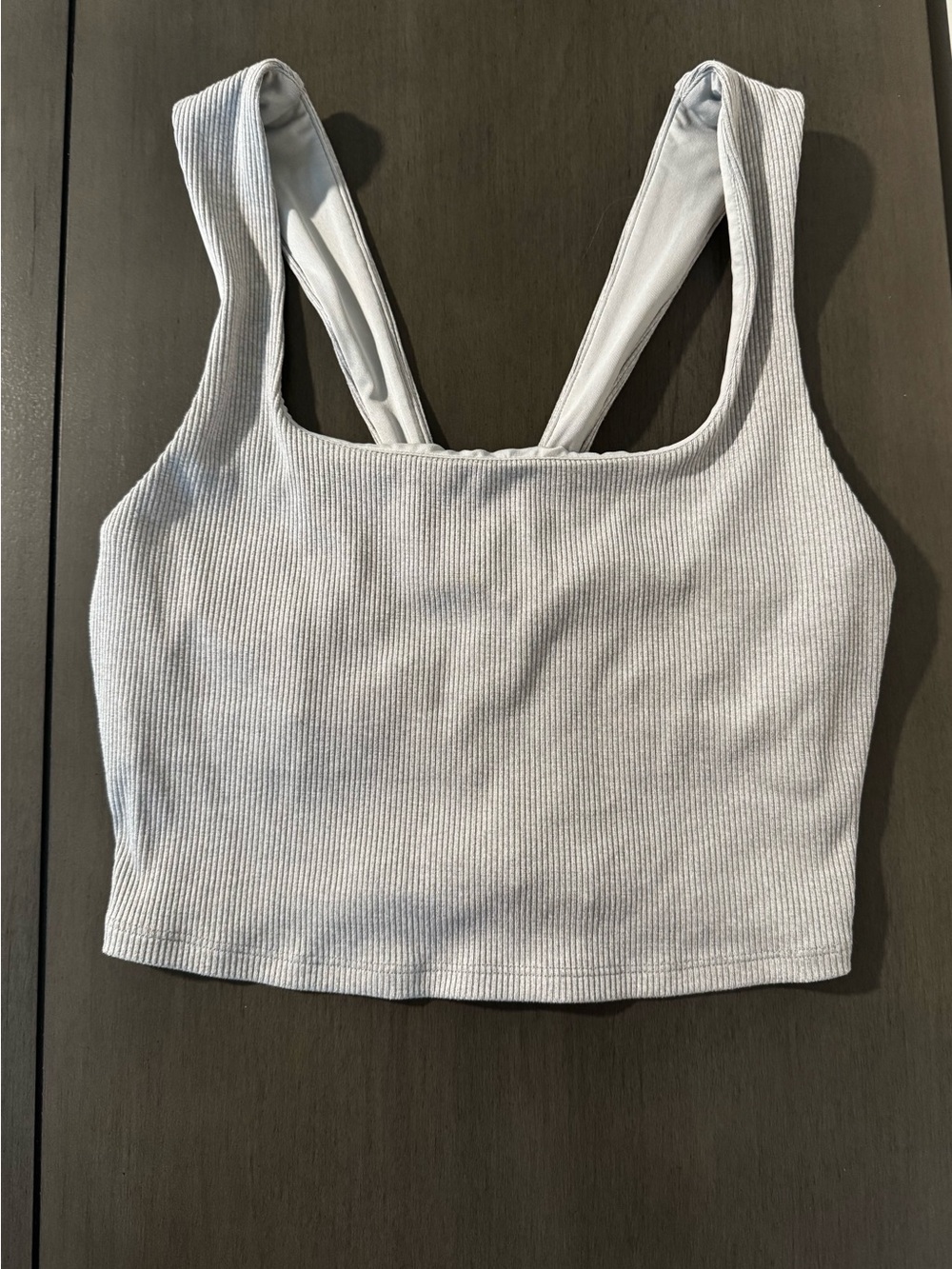 ALO Yoga Chic Ribbed Bra Tank, Gray, Size Small